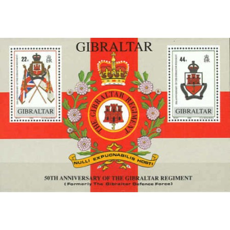 Gibraltar 1989 - 50th anniv. Gibraltar Regiment, colita neuzata Gibraltar 1989 - 50th anniv. Gibraltar Regiment, colita neuzata
