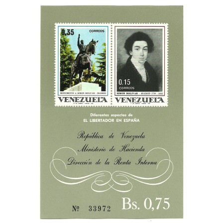 Venezuela 1969 - Simon Bolivar, colita neuzata Venezuela 1969 - Simon Bolivar, colita neuzata