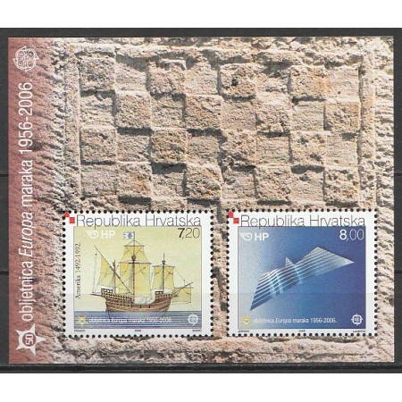 Croatia 2005 - 50th aniv. timbre Europa, CEPT, colita neuzata Croatia 2005 - 50th aniv. timbre Europa, CEPT, colita neuzata