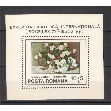 1979 - Socfilex79, picturi cu flori, colita neuzata 1979 - Socfilex79, picturi cu flori, colita neuzata