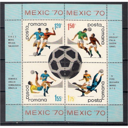 1970 - CM fotbal Mexic, bloc neuzat 1970 - CM fotbal Mexic, bloc neuzat