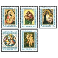 Ajman 1968 - Picturi, Madonna Paintings, serie neuzata