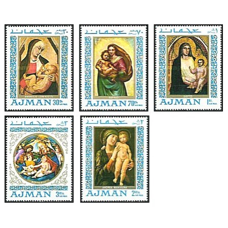 Ajman 1968 - Picturi, Madonna Paintings, serie neuzata Ajman 1968 - Picturi, Madonna Paintings, serie neuzata