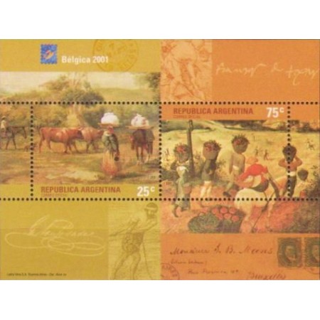 Argentina 2001 - Arta, expo Belgica, picturi, colita neuzata