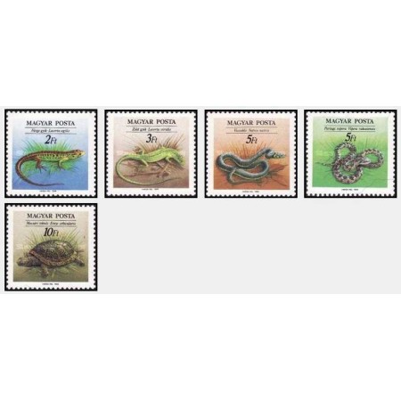 Ungaria 1989 - Reptile, fauna, serie neuzata Ungaria 1989 - Reptile, fauna, serie neuzata