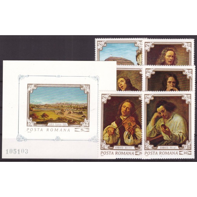 1970 - Reproduceri de arta, Simturile, serie+colita neuzata