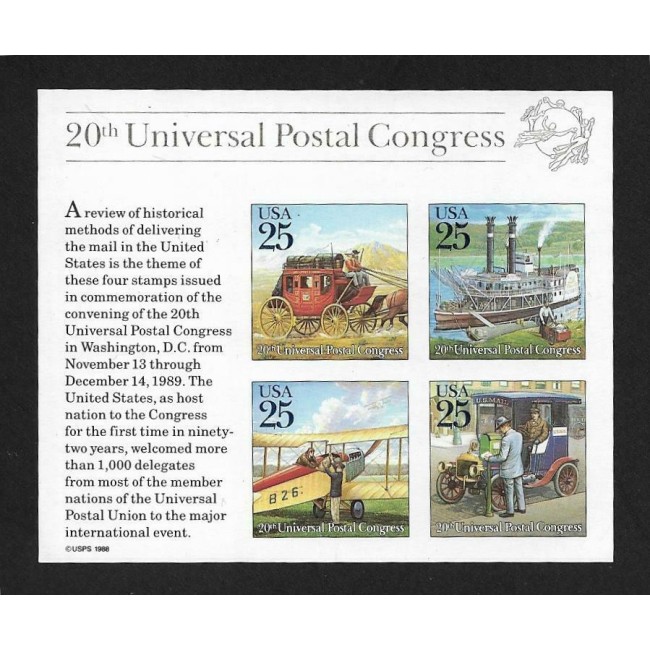 SUA 1989 - UPU, congres postal, transport, colita neuzata