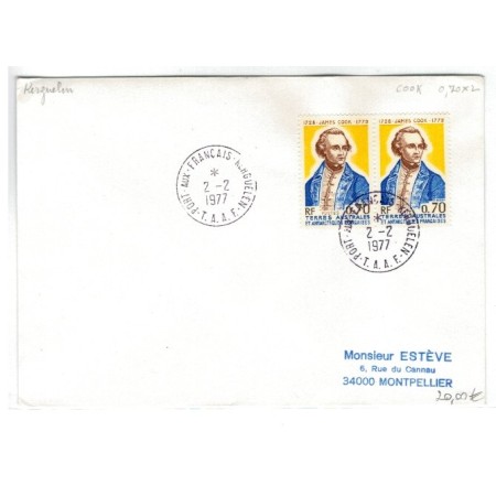 T.A.A.F. 1977 - Plic circulat din Kerguelen cu 2xMi111 T.A.A.F. 1977 - Plic circulat din Kerguelen cu 2xMi111