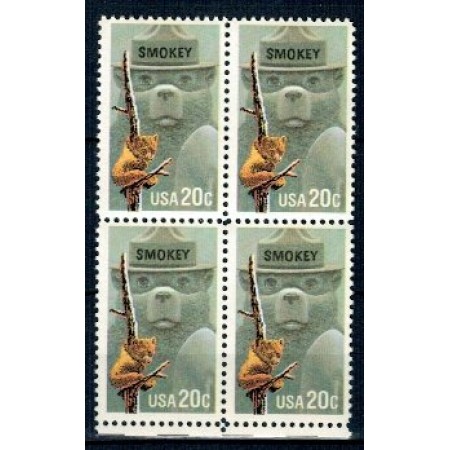 SUA 1984 - Ursul Smokey, bloc de 4 neuzat SUA 1984 - Ursul Smokey, bloc de 4 neuzat
