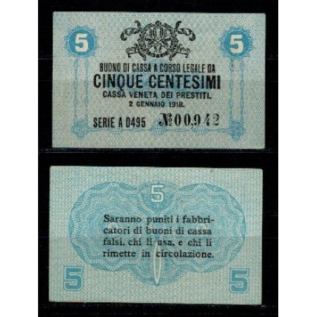 Venetia(ocupatia Austro-Ungara) 1918 - 5 centesimi, XF+