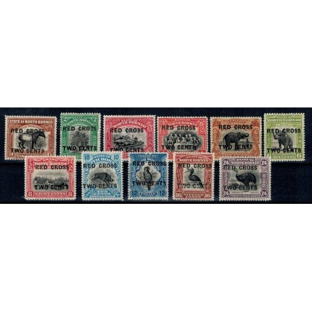 North Borneo 1918 - Supratipar Red Cross, fauna, serie incomplet North Borneo 1918 - Supratipar Red Cross, fauna, serie incomplet