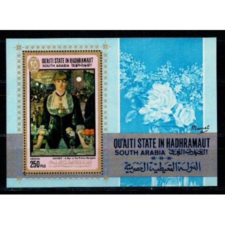 QUAITI STATE IN HADHRAMAUT 1967 - picturi Manet, colita neuzata