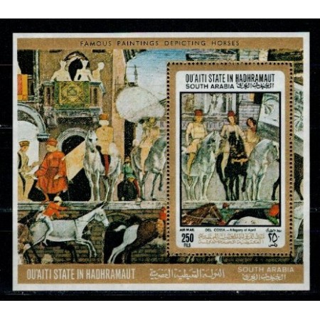 QUAITI STATE IN HADHRAMAUT 1967 - PICTURI CU CAI, colita neuzata