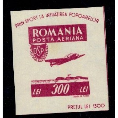 1946 - OSP, Sportul Popular, avion, colita neuzata 1946 - OSP, Sportul Popular, avion, colita neuzata