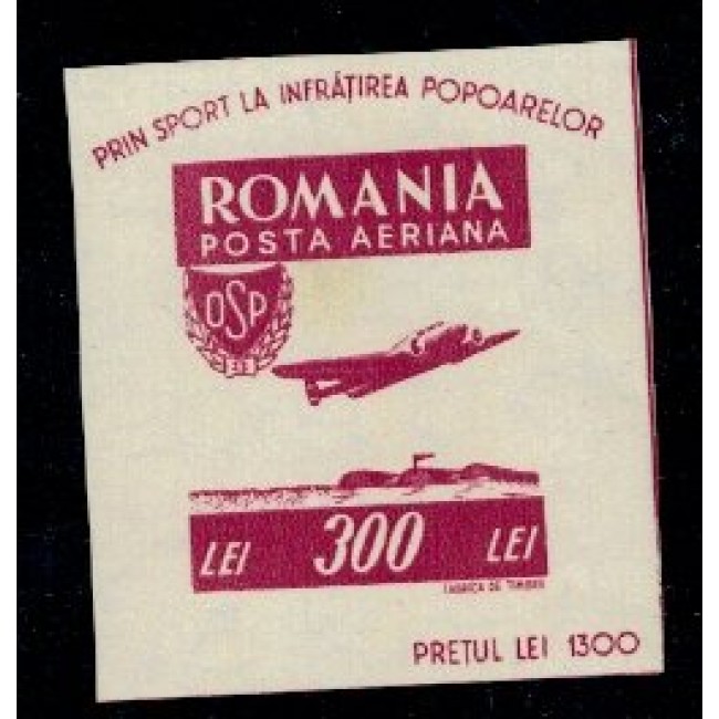 1946 - OSP, Sportul Popular, avion, colita neuzata 1946 - OSP, Sportul Popular, avion, colita neuzata