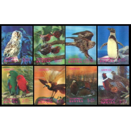 Bhutan 1969 - Pasari, serie timbre 3D neuzate Bhutan 1969 - Pasari, serie timbre 3D neuzate