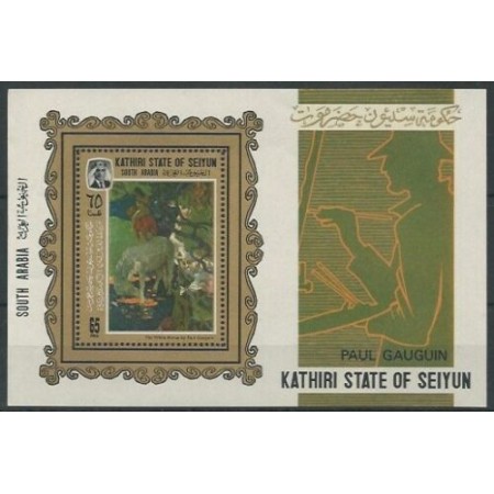 KATHIRI STATE 1967 - pictura Gauguin, colita neuzata