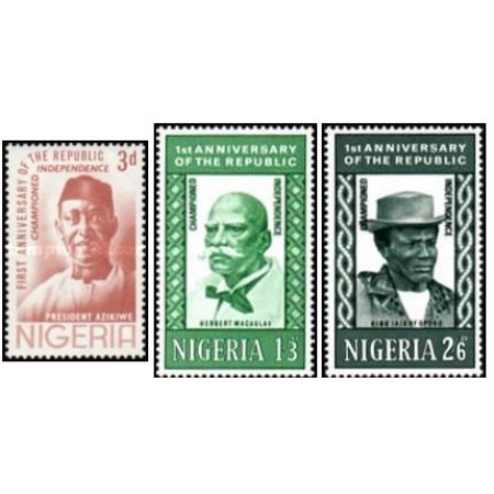 Nigeria 1964 - Aniversarea Republicii, personalitati, serie neuz Nigeria 1964 - Aniversarea Republicii, personalitati, serie neuz