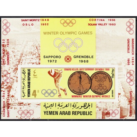 Yemen 1968 - JO Grenoble, medaliati, patinaj, colita ndt neuzata Yemen 1968 - JO Grenoble, medaliati, patinaj, colita ndt neuzata