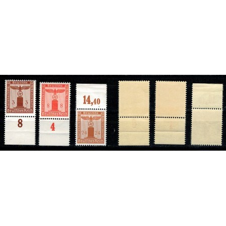 Deutsches Reich 1942/44 - Partei Dienstmarken, Mi156y,160y,163y  Deutsches Reich 1942/44 - Partei Dienstmarken, Mi156y,160y,163y