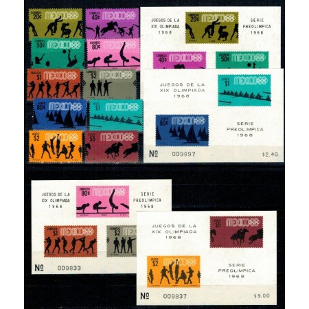Mexic 1968 - Jocurile Olimpice, sport, serie+colite neuzate Mexic 1968 - Jocurile Olimpice, sport, serie+colite neuzate