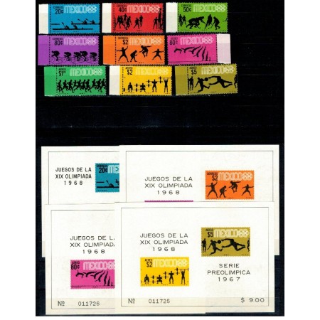 Mexic 1967 - Jocurile Olimpice, sport, serie+colite neuzate Mexic 1967 - Jocurile Olimpice, sport, serie+colite neuzate