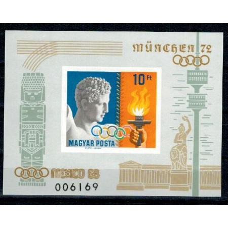 Ungaria 1969 - Jocurile Olimpice Mexic medalii, colita nedantelata neuzata