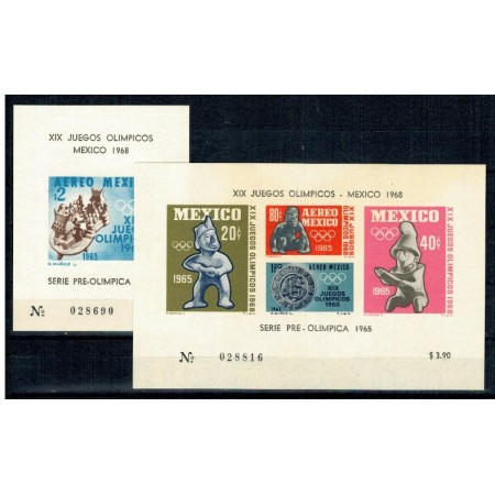 Mexic 1965 - Jocurile Olimpice, colita+bloc neuzat Mexic 1965 - Jocurile Olimpice, colita+bloc neuzat