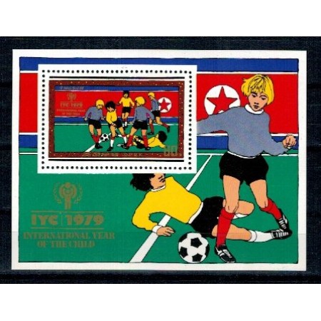 DPR Korea 1979 - Year of the Child, fotbal, colita neuzata DPR Korea 1979 - Year of the Child, fotbal, colita neuzata