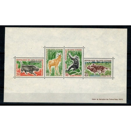 Cote Divoire 1963 - Fauna, animale, bloc nestampilat Cote Divoire 1963 - Fauna, animale, bloc nestampilat