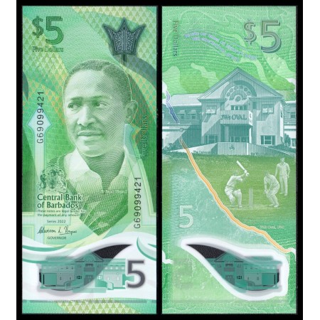 Barbados 2022 - 5 dollars, UNC Barbados 2022 - 5 dollars, UNC