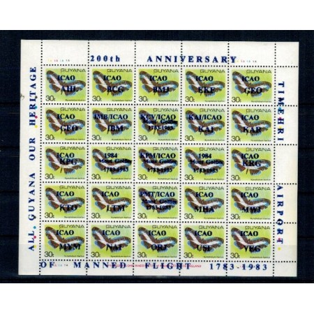 Guyana 1984 - Fluturi, aniversare, supratipar, KLB neuzat Guyana 1984 - Fluturi, aniversare, supratipar, KLB neuzat