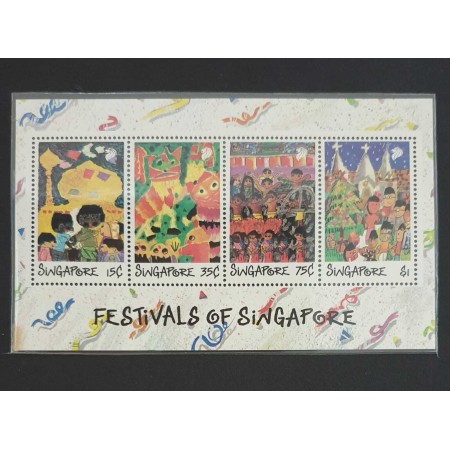 Singapore 1989 - Festivaluri, desene de copii, colita neuzata Singapore 1989 - Festivaluri, desene de copii, colita neuzata