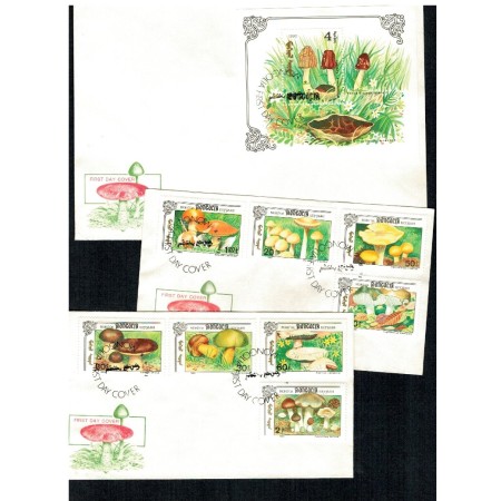 Mongolia 1991 - Ciuperci, serie si colita FDC Mongolia 1991 - Ciuperci, serie si colita FDC