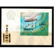 Mongolia 1982 - Zeppelin, dirijabile, colita pe plic FDC