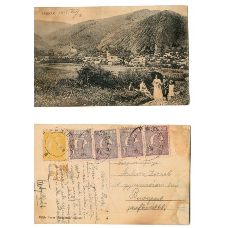 Rasinari(Sibiu) 1925 - Vedere, excursionisti, ilustrata circulat