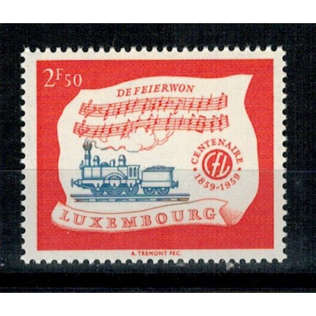 Luxemburg 1959 - Centenarul cailor ferate, locomotiva, neuzat Luxemburg 1959 - Centenarul cailor ferate, locomotiva, neuzat