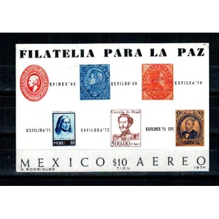 Mexic 1974 - Expo filatelic, colita neuzata Mexic 1974 - Expo filatelic, colita neuzata