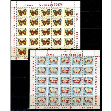 Guyana 1983 - Fluturi, minicoli cu supratipar, neuzate Guyana 1983 - Fluturi, minicoli cu supratipar, neuzate