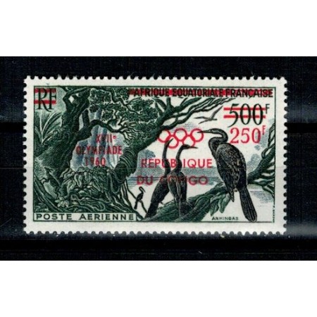 Congo 1960 - Jocurile Olimpice, supr. pe pasare, neuzat Congo 1960 - Jocurile Olimpice, supr. pe pasare, neuzat