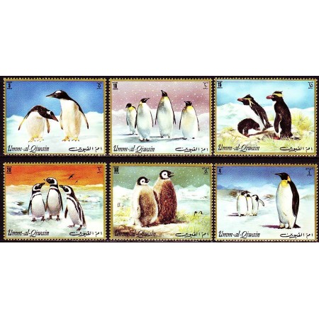 Umm al Qiwain 1971 - Fauna, pinguini, serie neuzata