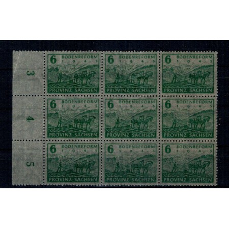 Saxonia 1946 - Reforma agrara, Mi90Y bloc de 9 neuzat Saxonia 1946 - Reforma agrara, Mi90Y bloc de 9 neuzat
