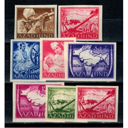 India Nationala 1943 - Set nedantelat incomplet, nestampilat India Nationala 1943 - Set nedantelat incomplet, nestampilat