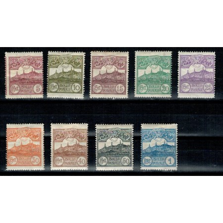 San Marino 1925 - Monte Titano serie nestampilata incompleta San Marino 1925 - Monte Titano serie nestampilata incompleta