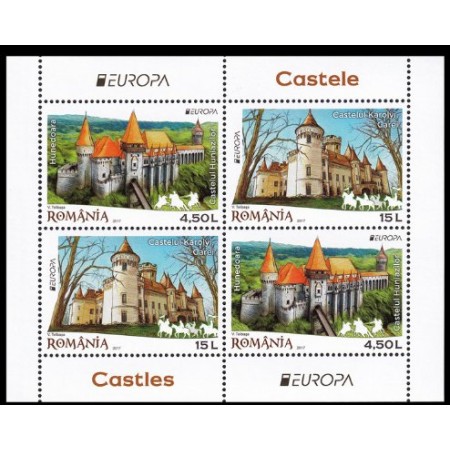 2017 - Europa, castele, bloc neuzat tip II
