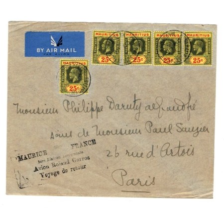 1937 - Posta Aeriana "Roland Garros" din Mauritius spre Franta 1937 - Posta Aeriana "Roland Garros" din Mauritius spre Franta