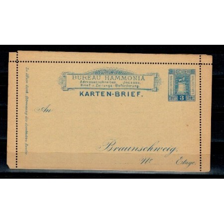 Braunschweig 1889, aprilie - Kartenbrief, necirculat Braunschweig 1889, aprilie - Kartenbrief, necirculat