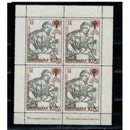 Uruguay 1979 - UNICEF-Durer, arta, bloc de 4 neuzat Uruguay 1979 - UNICEF-Durer, arta, bloc de 4 neuzat