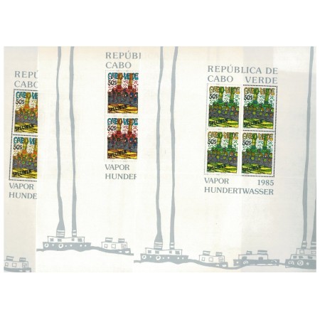 Cabo Verde 1985 - Hundertwasser, set blocuri SPECIMEN Cabo Verde 1985 - Hundertwasser, set blocuri SPECIMEN
