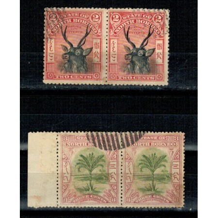 North Borneo 1897 - Mi 70-71 perechi stampilate North Borneo 1897 - Mi 70-71 perechi stampilate